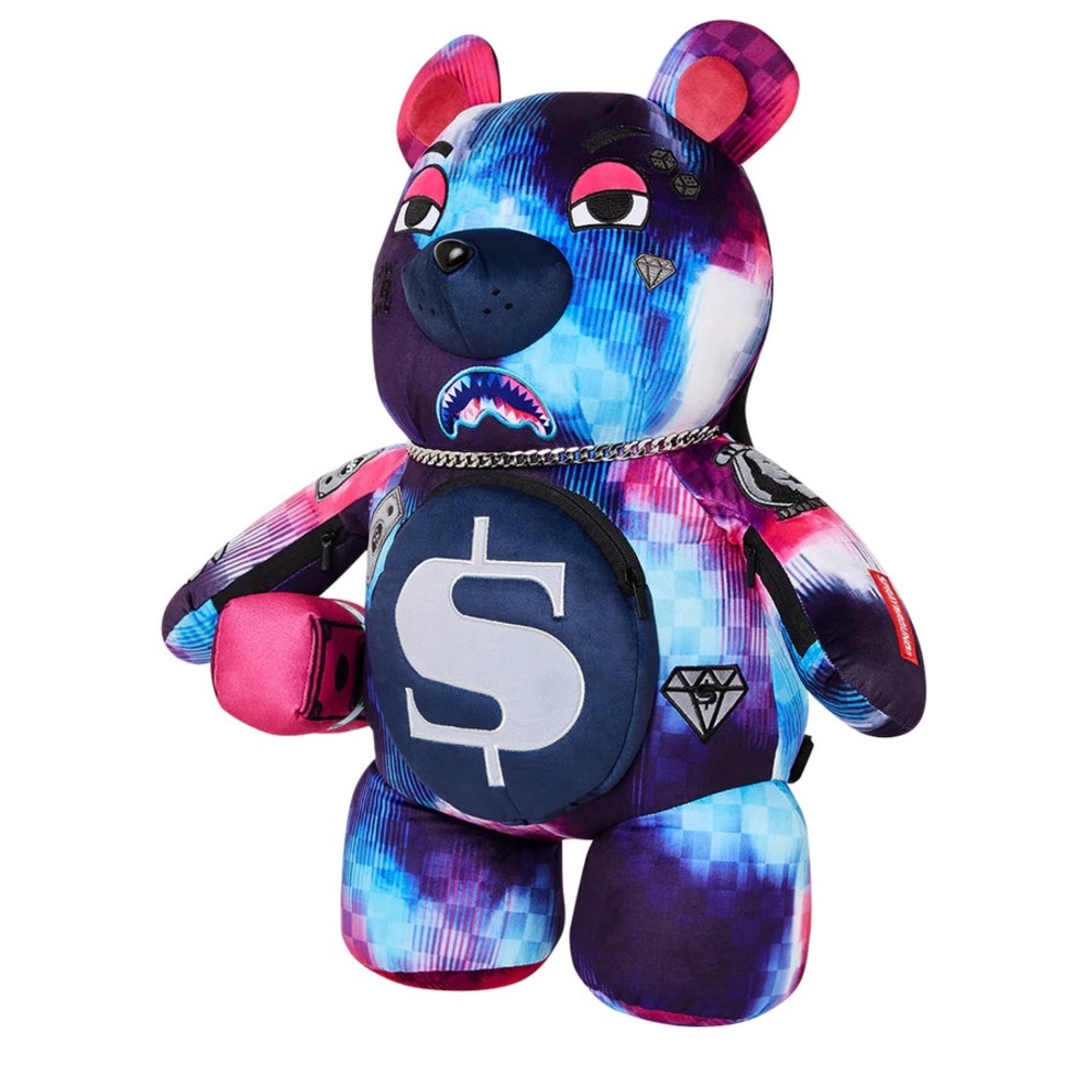 SPRAYGROUND BACKPACK TYE CHECK TEDDY BEAR PURPLE